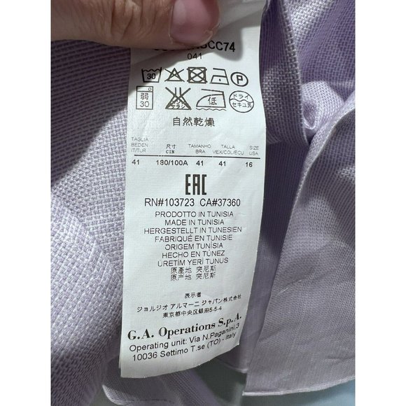 Armani Collezioni Dress Shirt Mens 41/16 Purple Button Up‎ Shirt Long Sleeve - Picture 5 of 6